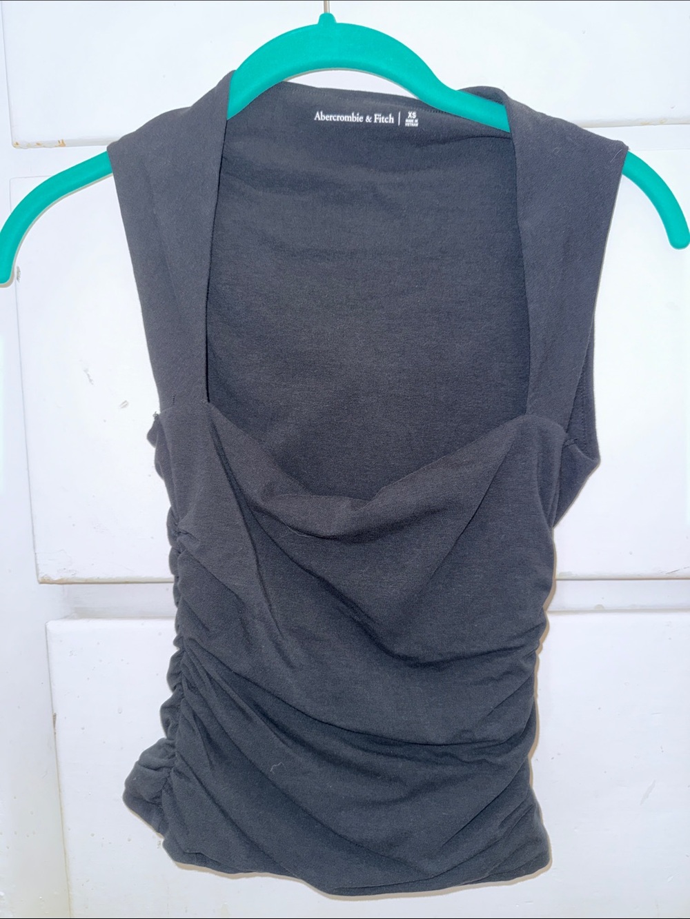 Abercrombie & Fitch Black Draped Cowl Neck Tank Top